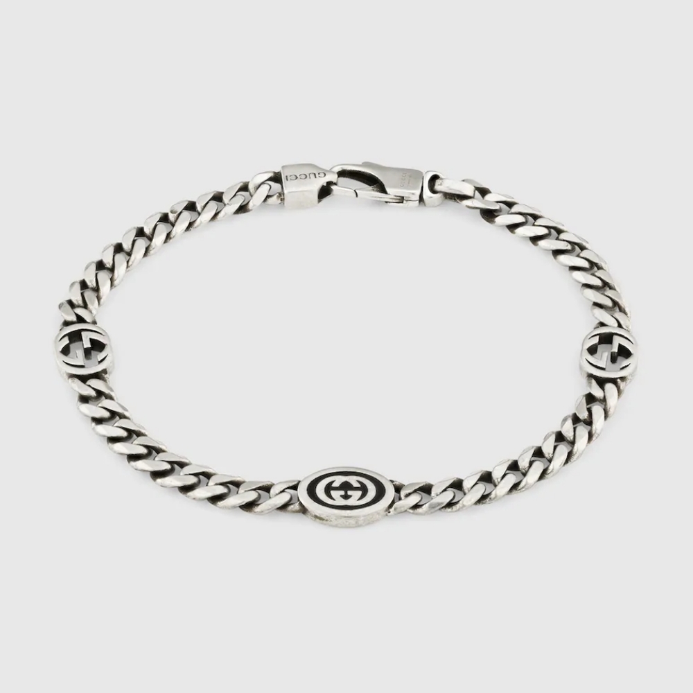 Gucci Interlocking G Bracelet 925 Sterling Silver 7.75"